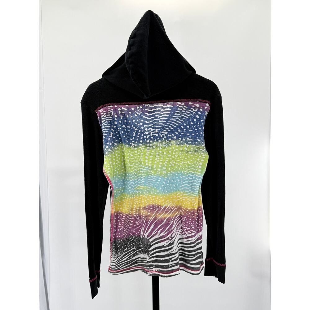 Y2K Roxy Henley Graphic Ribbed Stretch Knit XL Black Hoodie Bratz - Picture 6 of 7